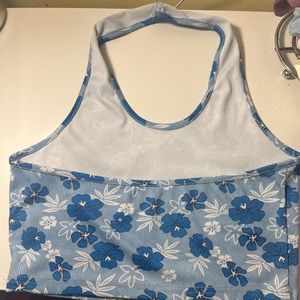 SHEIN petite floral print backless crop halter top